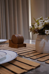 Enera Marc Mdf Wooden Beige Color (14x36 inch) Table Runner - enera
