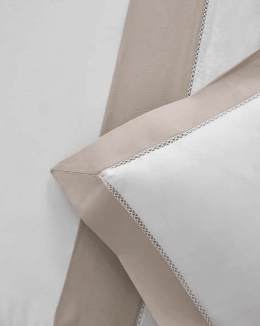 D'Decor Contrast Collection Latte Color Plain King Size double Bedsheet with 2 pillow covers - enera