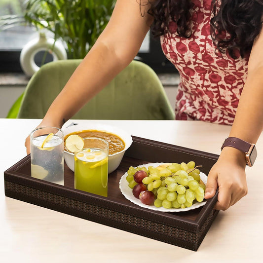 Enera Vivid Rectangle Medium Tray in Brown Color - enera