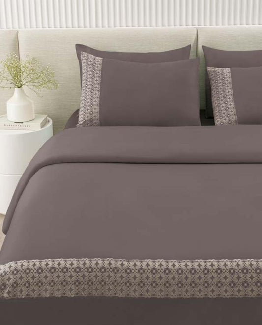 D'Decor Urban Timeless Collection Classique Cement Color Plain King Size double Bedsheet with 2 pillow covers - enera