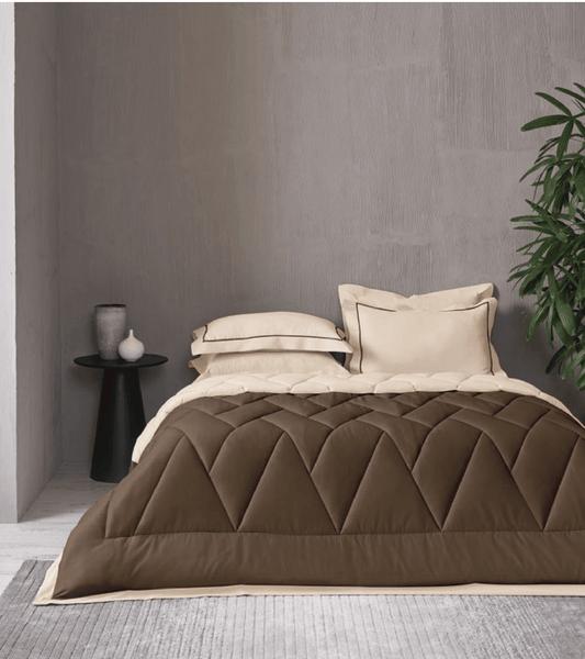 D'Decor Snuggle-II Collection Caribbean & Almond Milk Double Bed Comforter Set - enera