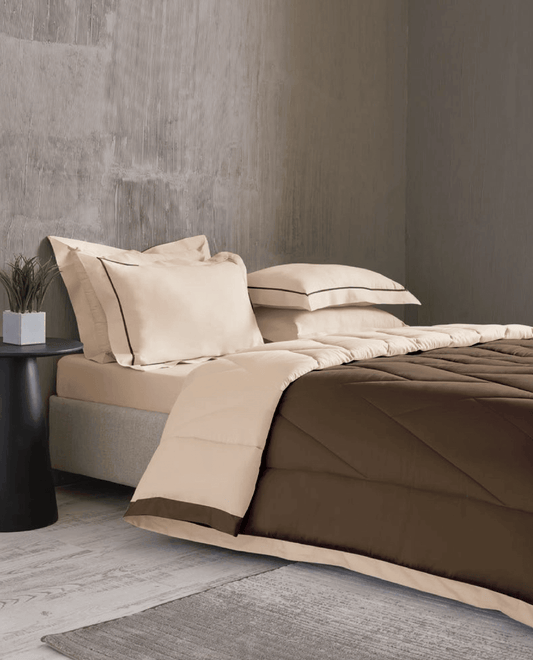 D'Decor Snuggle-II Collection Caribbean & Almond Milk Double Bed Comforter Set - enera