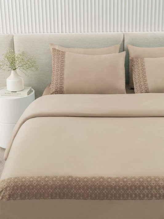 D'Decor Urban Timeless Collection Classique Linen Color Plain King Size double Bedsheet with 2 pillow covers - enera
