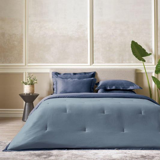 D'Decor Snuggle Collection Coastal-Dusty Blue-Eclipse Color BIB014 Double Bed in a Bag - enera