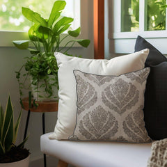 Enera SRM SAMA A104 BDR Embroidery Grey Color 12x12 Inch Cushion Cover - enera