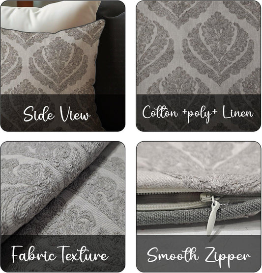 Enera SRM SAMA A104 BDR Embroidery Grey Color 12x12 Inch Cushion Cover - enera