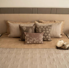 Enera Prime Magnolia Sand & Beige King Size Bed Cover - enera
