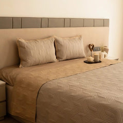 Enera Prime Magnolia Sand & Beige King Size Bed Cover - enera