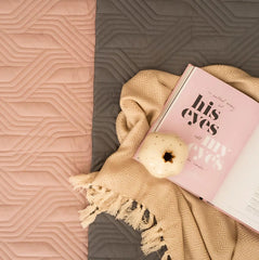 Enera Prime Magnolia Old Rose & Dark Grey King Size Bed Cover - enera