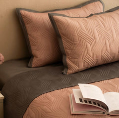 Enera Prime Magnolia Old Rose & Dark Grey King Size Bed Cover - enera
