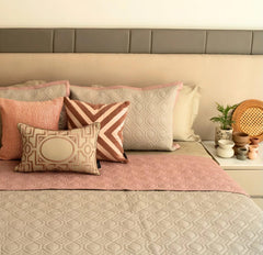 Enera Prime Malta Beige & Old Rose King Size Bed Cover - enera