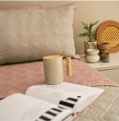 Enera Prime Malta Beige & Old Rose King Size Bed Cover - enera