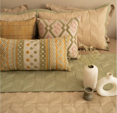 Enera Prime Astor Forest Green & Sand King Size Bed Cover - enera