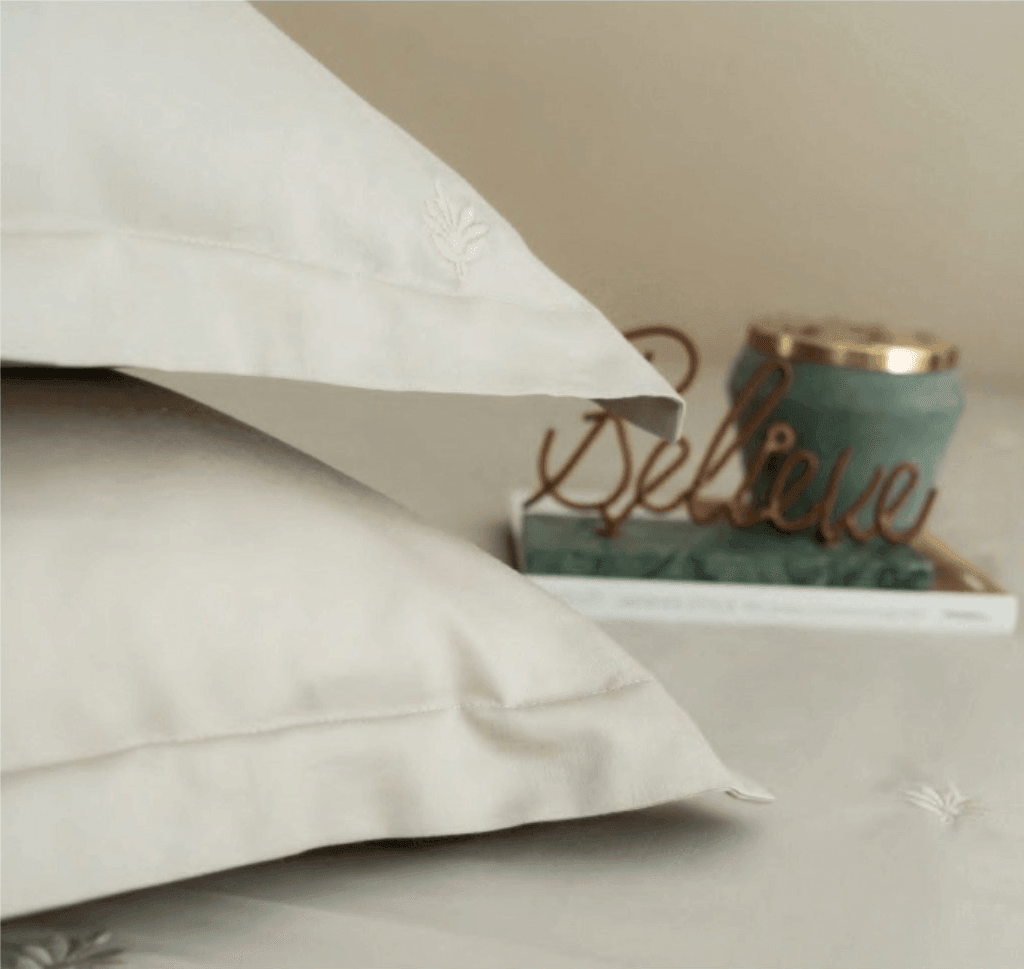Enera Botanica Collection Beige Color Plain King Size double Bedsheet with 2 pillow covers - enera