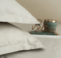 Enera Botanica Collection Beige Color Plain King Size double Bedsheet with 2 pillow covers - enera