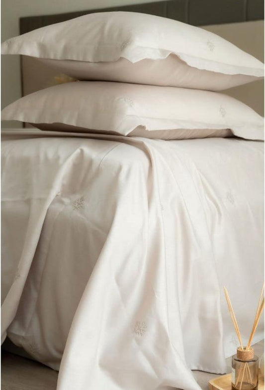 Enera Botanica Collection Ivory Color Plain King Size double Bedsheet with 2 pillow covers - enera