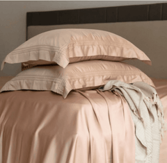 Enera Bamboo Collection Peach Cream Color Plain King Size double Bedsheet with 2 pillow covers - enera