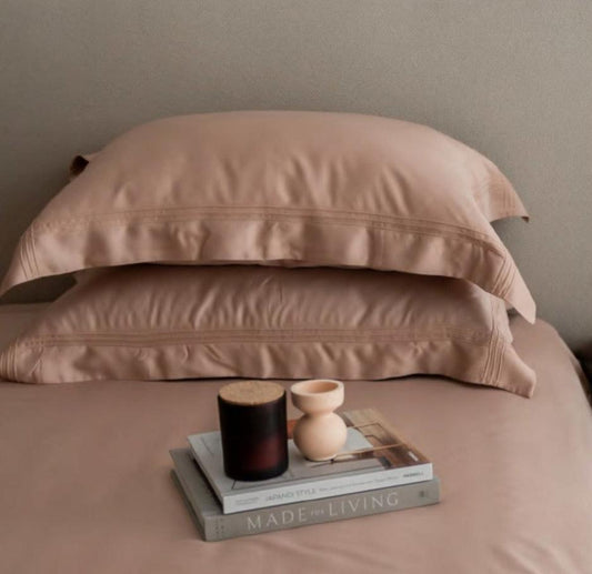 Enera Bamboo Collection Creme Color Plain King Size double Bedsheet with 2 pillow covers - enera