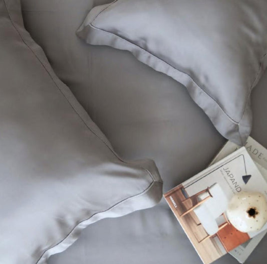 Enera Tencel Collection Stone Color Plain King Size double Bedsheet with 2 pillow covers - enera