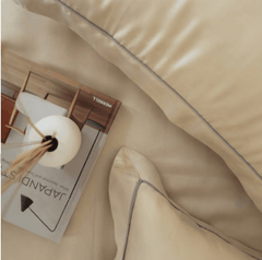Enera Tencel Collection Champagne Color Plain King Size double Bedsheet with 2 pillow covers - enera