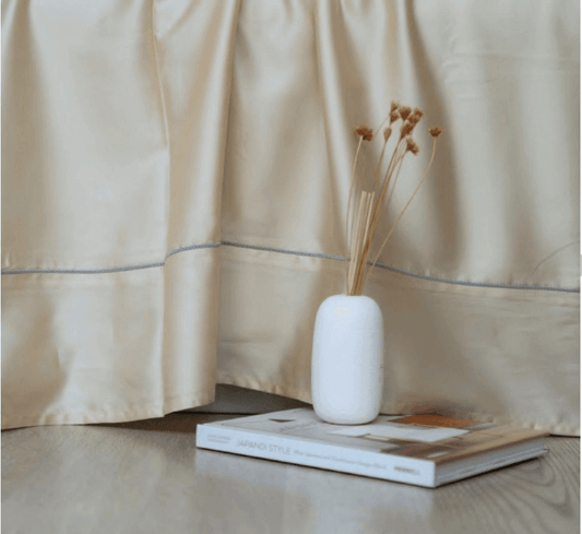 Enera Tencel Collection Champagne Color Plain King Size double Bedsheet with 2 pillow covers - enera