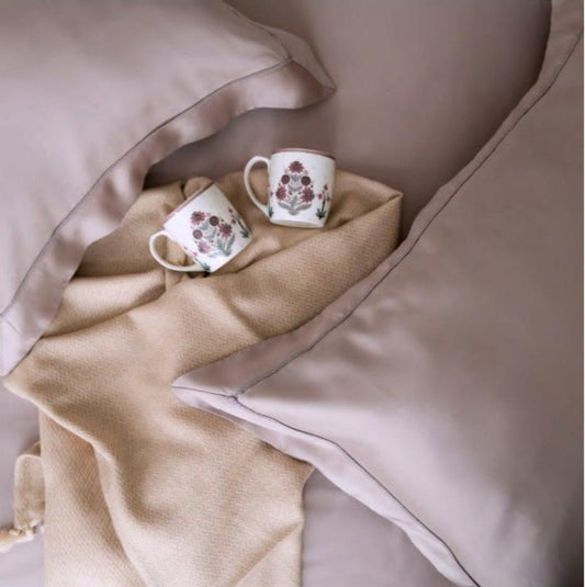 Enera Tencel Collection Lavender Color Plain King Size double Bedsheet with 2 pillow covers - enera
