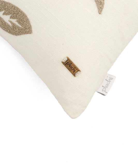 Pluchi Embroidery Ivory Color Cushion Cover - enera