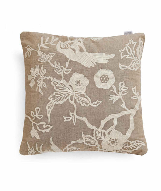 Enera Embroidery Stone Color 18x18 Inch Cushion Cover - enera