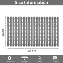 Enera PVC Shower Mat Track Light Grey Color Non-Slip Bathtub Mat - enera