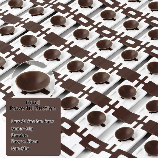 Enera PVC Shower Mat Track Brown Color Non-Slip Bathtub Mat - enera