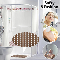 Enera PVC Shower Mat Track Brown Color Non-Slip Bathtub Mat - enera