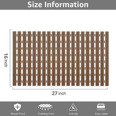 Enera PVC Shower Mat Track Brown Color Non-Slip Bathtub Mat - enera
