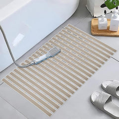Enera PVC Shower Mat Track Beige Color Non-Slip Bathtub Mat - enera