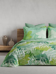 D'Decor Maxima Collection Paradise Leaves Jade Sheen Color Double Bedsheets - enera