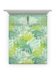 D'Decor Maxima Collection Paradise Leaves Jade Sheen Color Double Bedsheets - enera