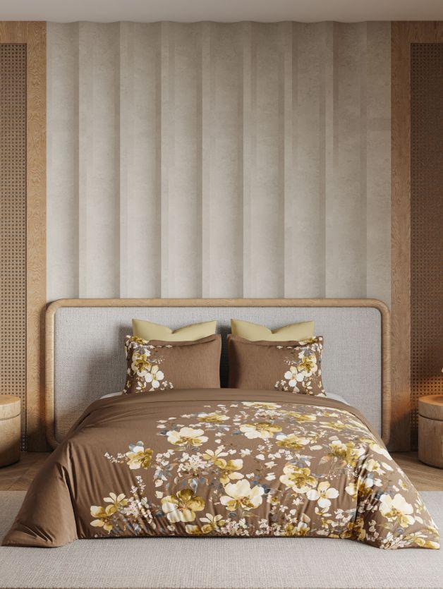 D'Decor Memento Collection Floral Bliss-Tobacco Brown Double Bedsheet - enera