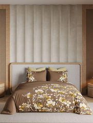D'Decor Memento Collection Floral Bliss-Tobacco Brown Double Bedsheet - enera