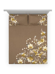 D'Decor Memento Collection Floral Bliss-Tobacco Brown Double Bedsheet - enera