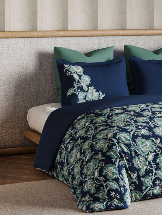 D'Decor Memento Collection Jewel Gardens-Insignia Blue Double Bedsheet - enera