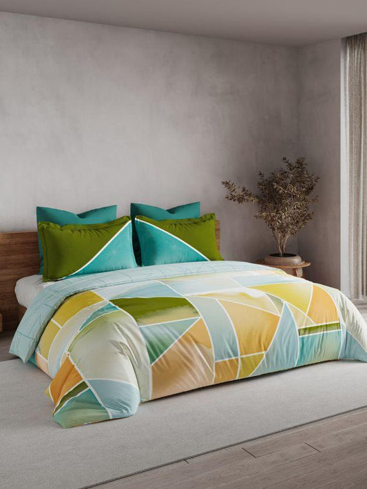 D'Decor Maxima Collection Prism-Pastel Turquoise Double Bed Comforter Set - enera