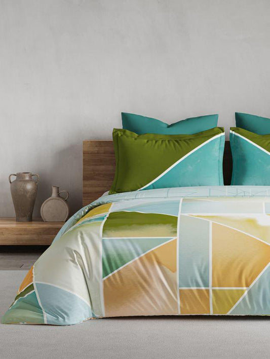 D'Decor Maxima Collection Prism-Pastel Turquoise Double Bed Comforter Set - enera