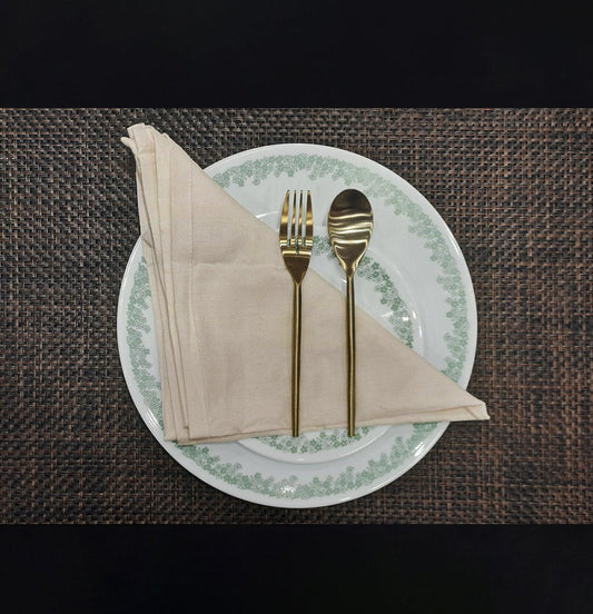 Enera Plain Table Napkin in Ivory Color 12 Pcs - enera