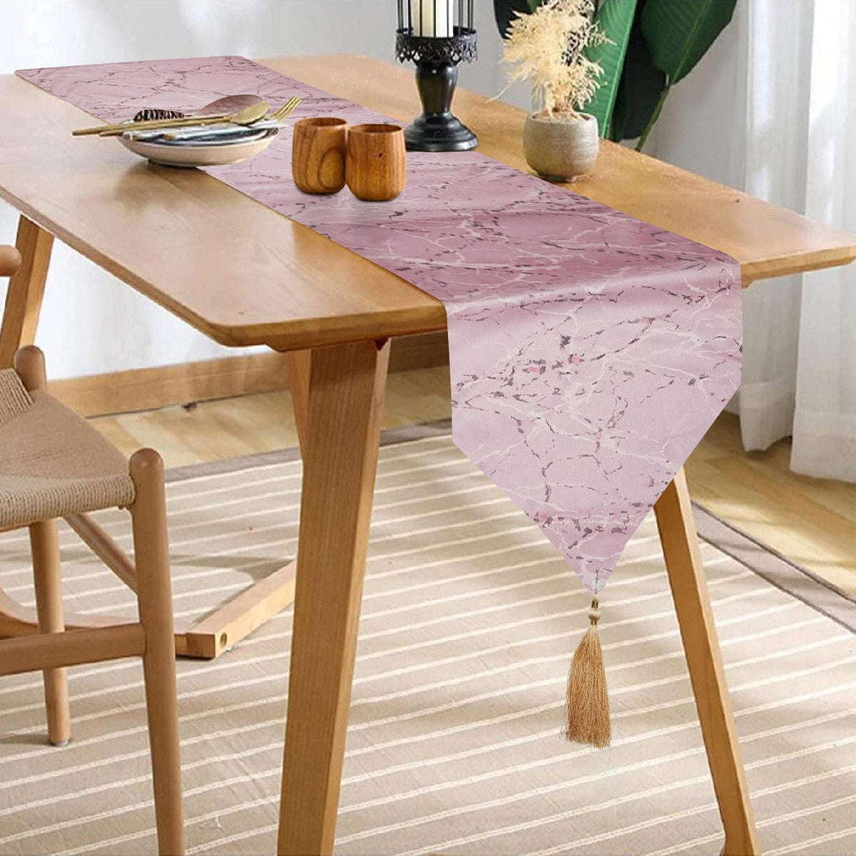Enera Ultra Smoothfoll Peach Marble Design Colour 32 x 180 cm Table Runner - enera