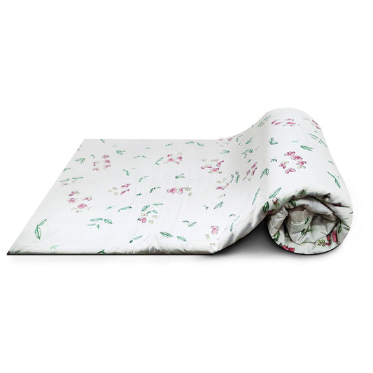 Enera Saffron Printed Cream & Pink Color Single Bed Dohar - enera