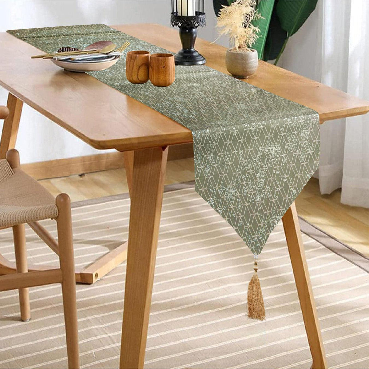 Enera Platinum Light Mustard Colour 32x180 cm Table Runner - enera