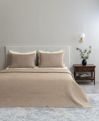 D'Decor Legacy II Collection Roasted Cashew-Marshmallow Quilted Bedspread Set - enera