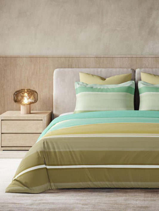 D'Decor Primary Collection Neo Striped-Blue Granite Double Bed Comforter set - enera