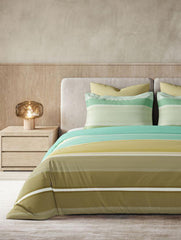 D'Decor Primary Collection Neo Striped-Blue Granite Double Bed Comforter set - enera
