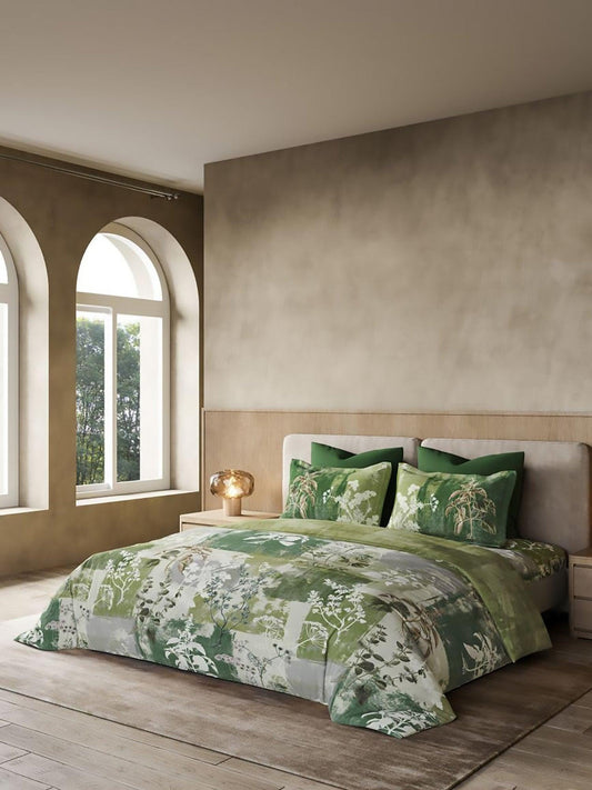 D'Decor Primary Collection Botanix-Sage Green Color Double Bed in a Bag - enera
