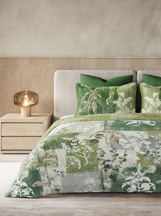 D'Decor Primary Collection Botanix-Sage Green Color Double Bed in a Bag - enera